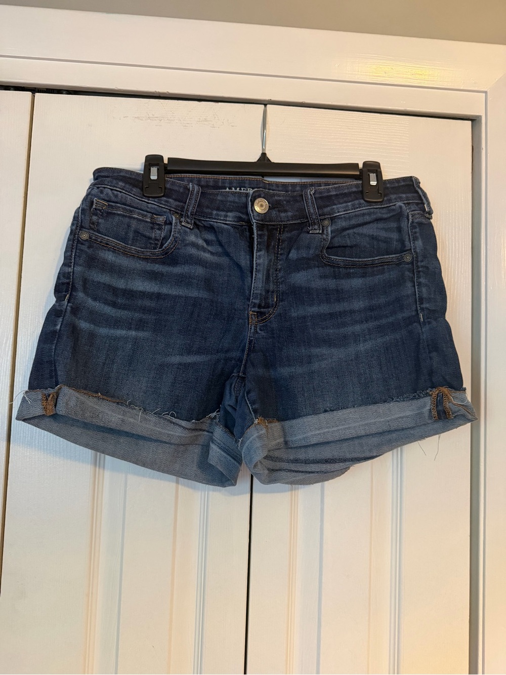 American Eagle Outfitters Dark Indigo Rolled Cuff Denim Shorts